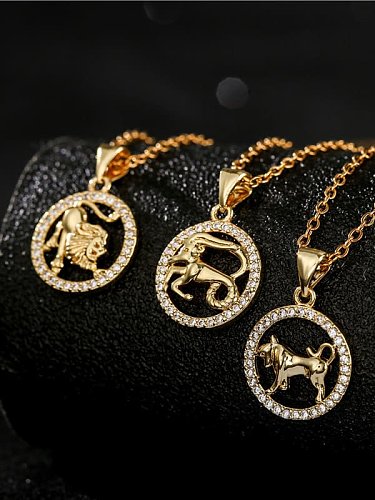 Brass Cubic Zirconia Vintage Constellation Pendant Necklace