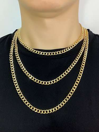 Brass Hollow Geometric Chain Minimalist Necklace