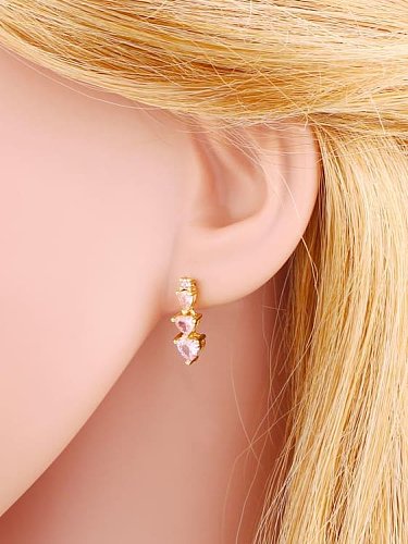 Boucles d'oreilles pendantes minimalistes en forme de cœur en zircon cubique en laiton