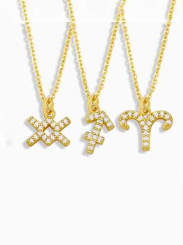 Brass Cubic Zirconia Constellation Vintage Necklace