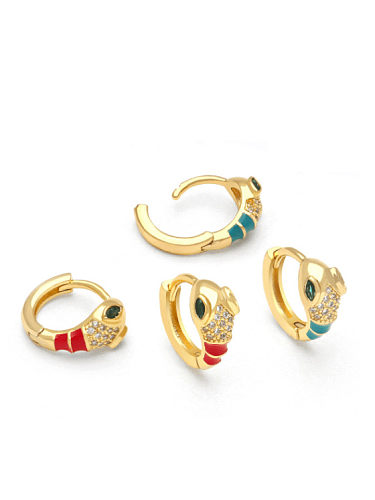 Brass Cubic Zirconia Snake Vintage Huggie Earring
