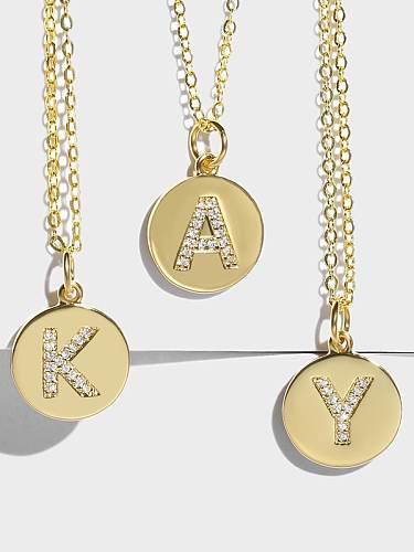 Brass Cubic Zirconia Minimalist ABC 26 letter Options Necklace