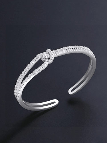 Bracelet manchette minimaliste géométrique en laiton et zircon cubique