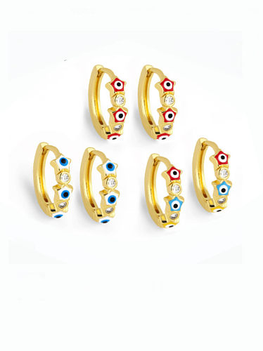 Brass Enamel Evil Eye Vintage Huggie Earring