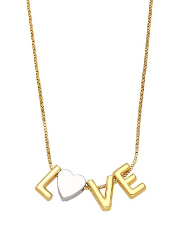 Brass Letter Minimalist Heart Pendant Necklace