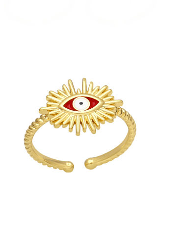 Brass Enamel Cubic Zirconia Evil Eye Vintage Band Ring