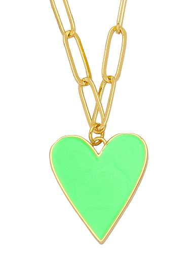 Brass Enamel Vintage Heart Pendant Necklace