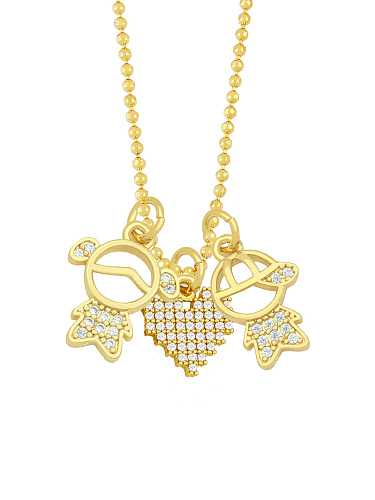 Brass Cubic Zirconia Angel Minimalist Necklace
