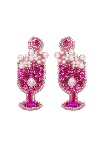 Boucles d'Oreilles Goujon Vintage Géométrique Perle d'Imitation Laiton