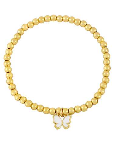 Bracelet perlé minimaliste papillon en émail de laiton