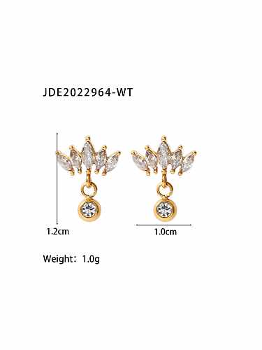 Stainless steel Cubic Zirconia Crown Dainty Stud Earring