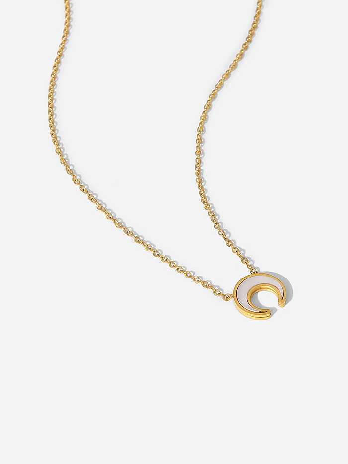 Edelstahl Shell Moon minimalistische Halskette