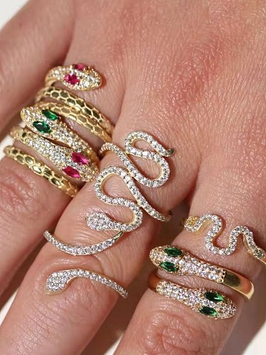 Stainless steel Cubic Zirconia Snake Vintage Band Ring
