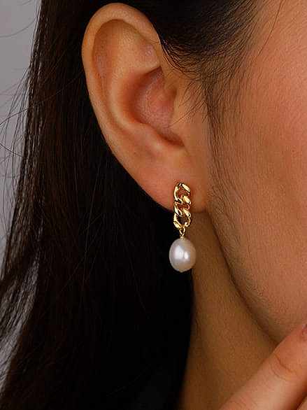 Edelstahl Nachahmungsperle Geometric Vintage Drop Earring