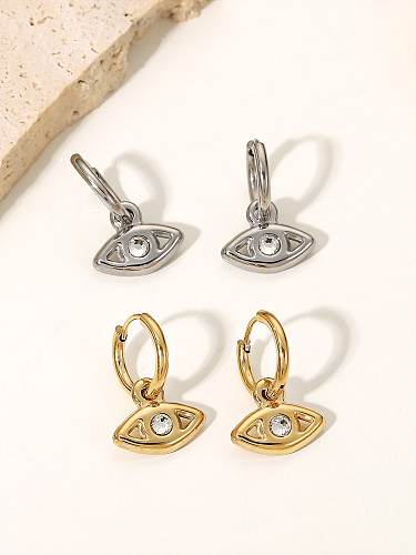 Stainless steel Rhinestone Evil Eye Vintage Huggie Earring