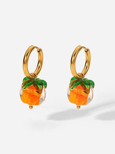 Huggie-Ohrring aus Edelstahl mit Glassteinperlen und geometrischem Trend
