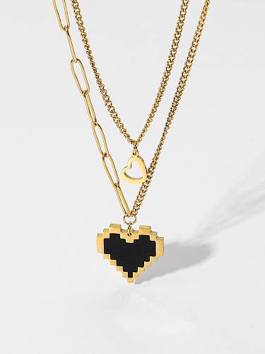 Stainless steel Black Heart Trend Multi Strand Necklace