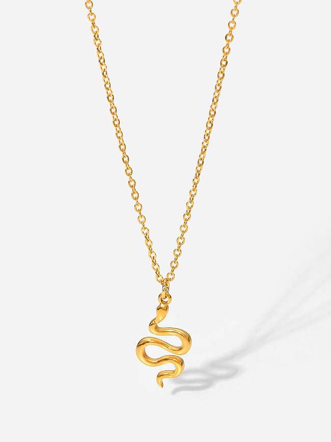 Stainless steel Rhinestone Snake Vintage Necklace