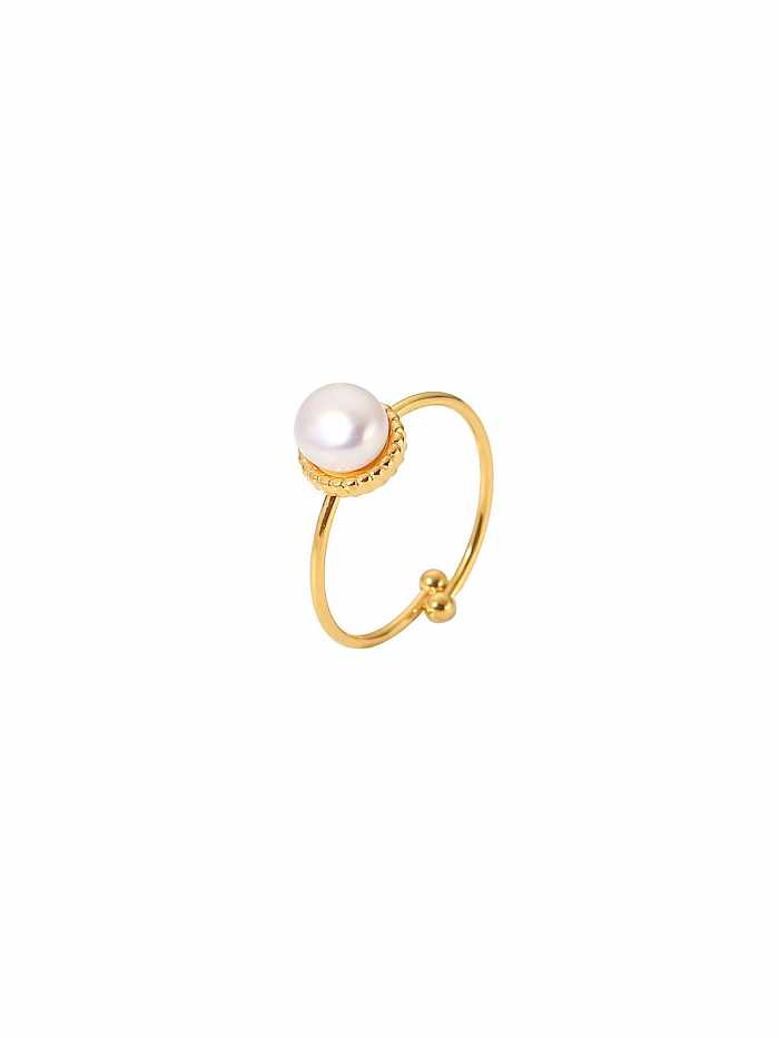 Stainless steel Freshwater Pearl Dainty Ring