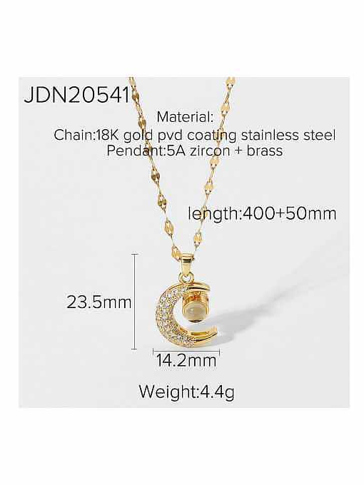 Stainless steel Cubic Zirconia Moon Dainty Necklace