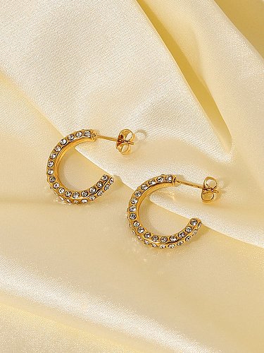 Stainless steel Cubic Zirconia Geometric Minimalist Stud Earring