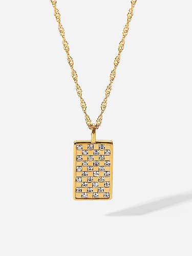 Stainless steel Cubic Zirconia Geometric Vintage Necklace