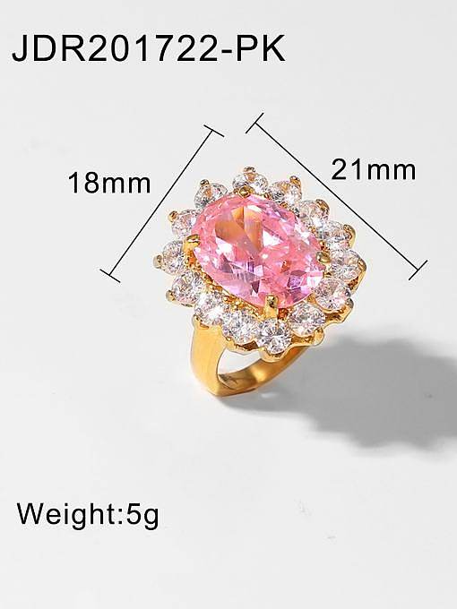 Stainless steel Cubic Zirconia Flower Luxury Band Ring