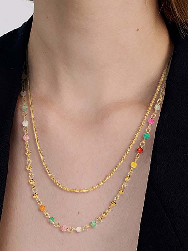 Edelstahl Bead Trend Multi Strang Halskette