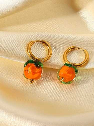 Stainless steel Glass Stone Bead Geometric Trend Huggie Earring