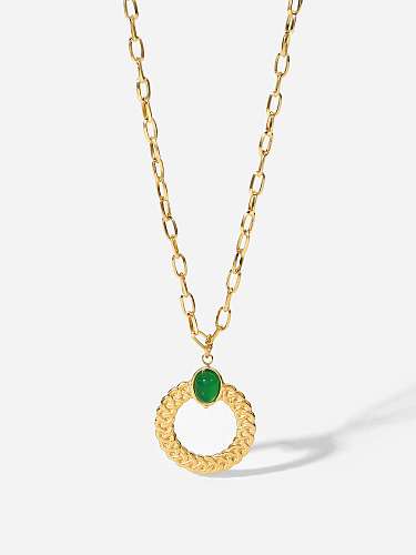 Stainless steel Jade Geometric Vintage Necklace