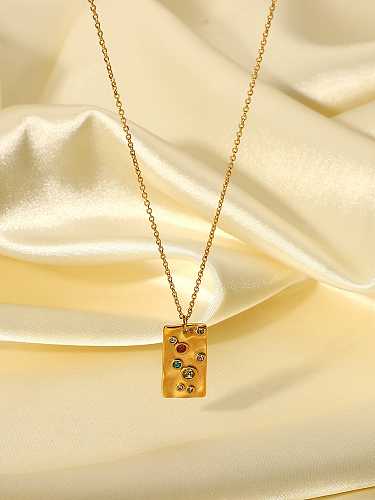 Stainless steel Rhinestone Geometric Vintage Necklace