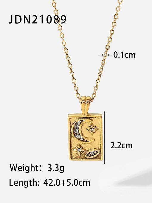 Stainless steel Cubic Zirconia Rectangle Vintage Necklace