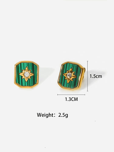 Stainless steel Malchite Geometric Trend Stud Earring