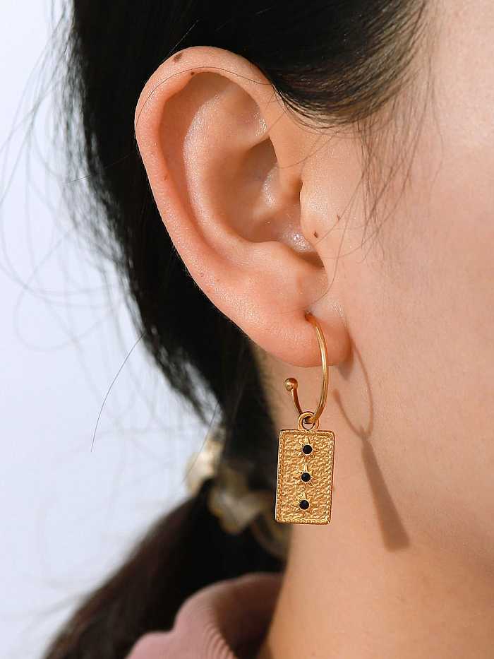 Geometrischer Vintage-Haken-Ohrring aus Edelstahl