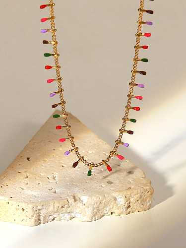 Stainless steel Enamel Tassel Bohemia Necklace
