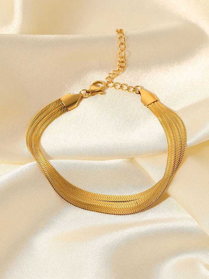 Bracelet à maillons minimalistes en acier inoxydable avec chaîne en os de serpent