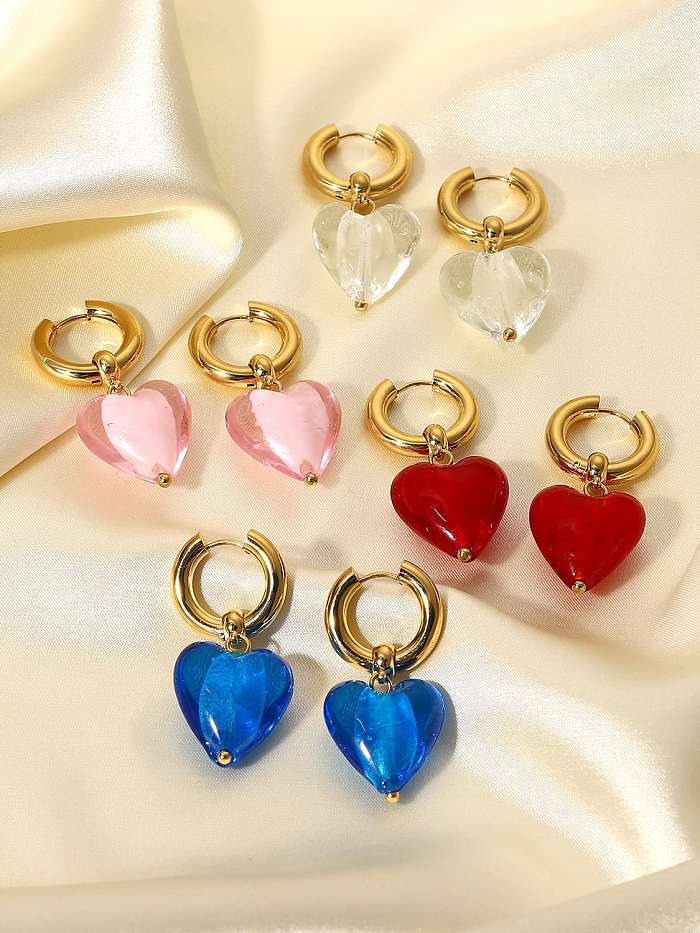 Stainless steel Cubic Zirconia Heart Vintage Huggie Earring
