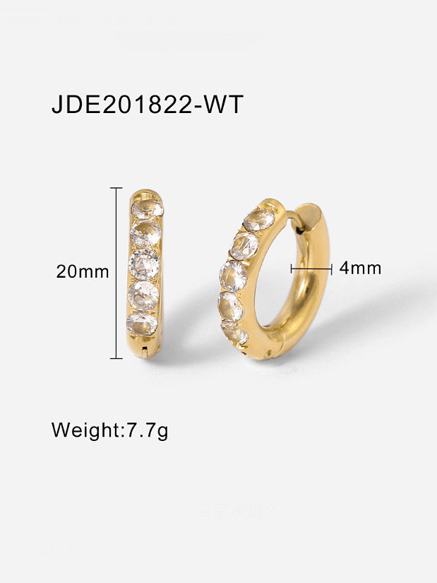 Stainless steel Rhinestone Geometric Minimalist Huggie Earring