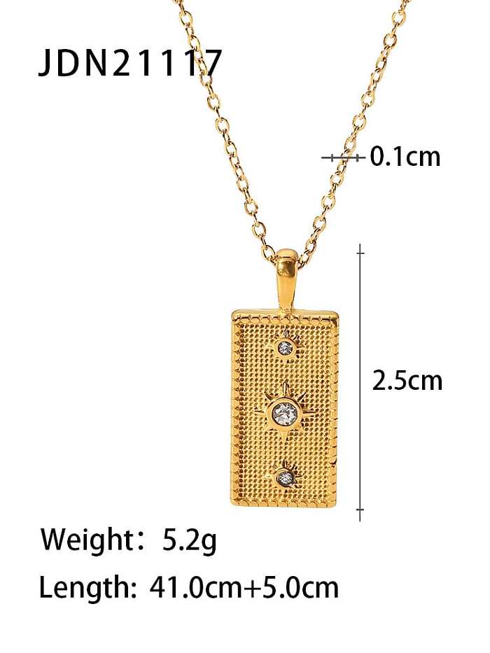 Stainless steel Cubic Zirconia Geometric Trend Necklace