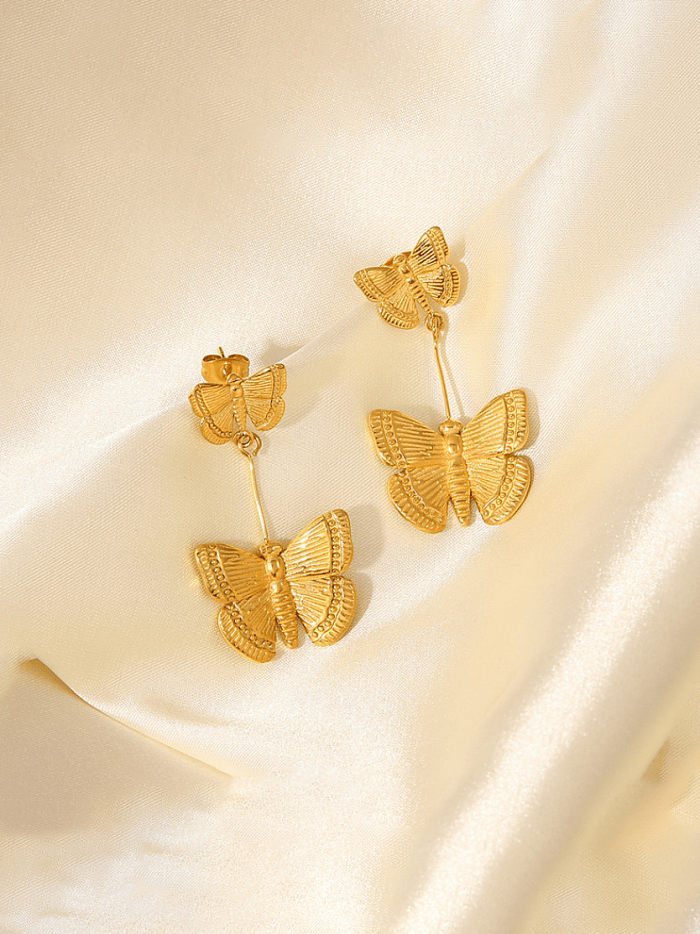 Stainless steel Butterfly Vintage Drop Earring