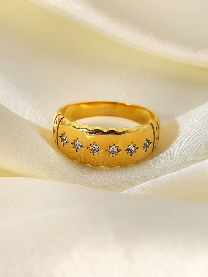 Stainless steel Cubic Zirconia Star Dainty Band Ring