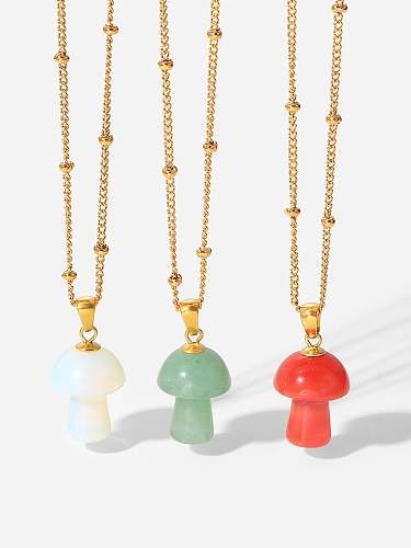 Stainless steel Resin Mushroom Vintage Necklace