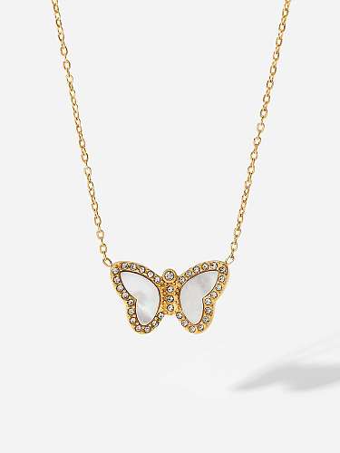Stainless steel Shell Butterfly Minimalist Necklace