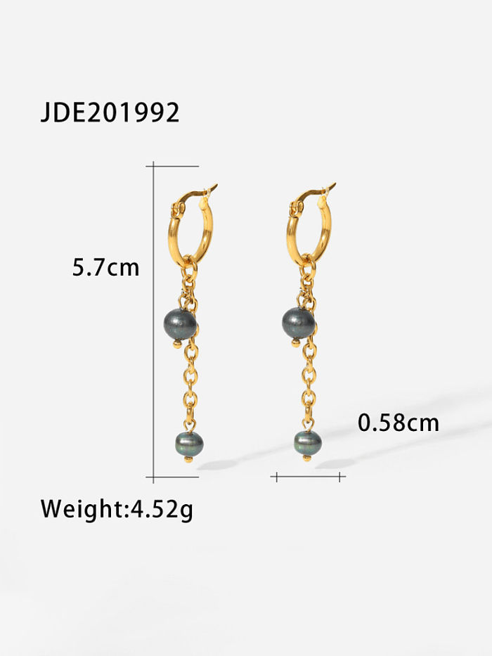 Stainless steel Imitation Pearl Tassel Vintage Threader Earring