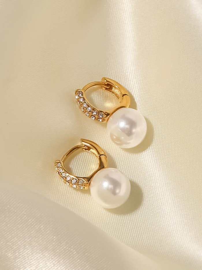 Edelstahl Zirkonia geometrische Perlen zierliche Ohrring