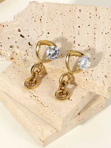 Stainless steel Cubic Zirconia Geometric Vintage Drop Earring