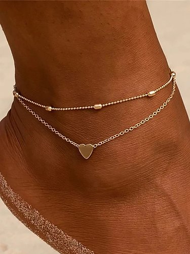 Stainless steel Minimalist Double Layer Heart Anklet