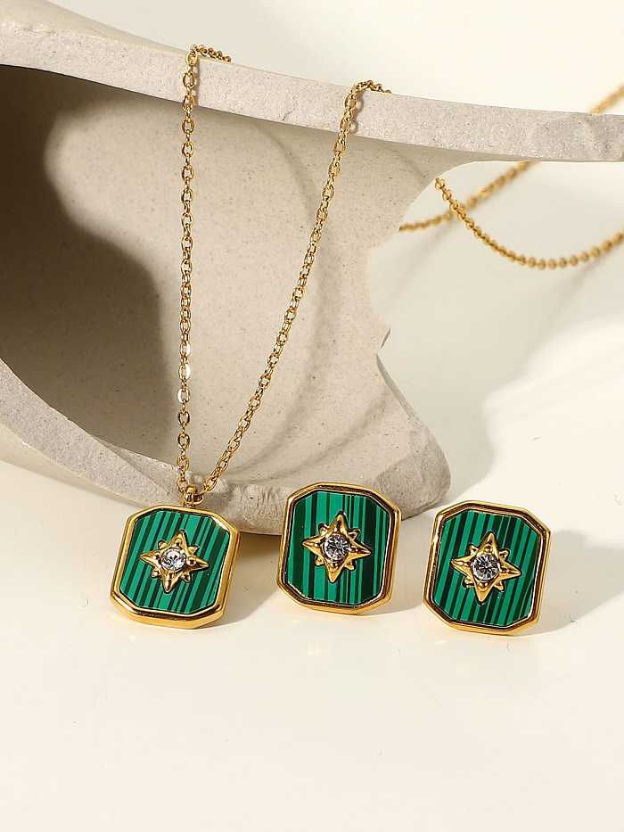 Stainless steel Malchite Geometric Trend Earring