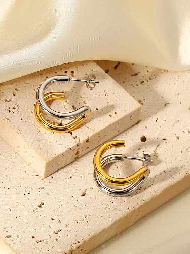 Stainless steel Geometric Minimalist Double layer Stud Earring