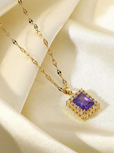 Stainless steel Cubic Zirconia Geometric Minimalist Necklace